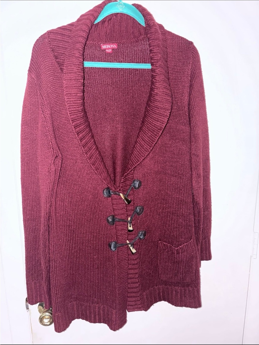 Merona Shawl Collar Toggle Cardigan in Burgundy